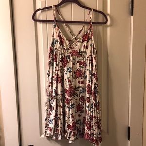 Pink and white floral dress